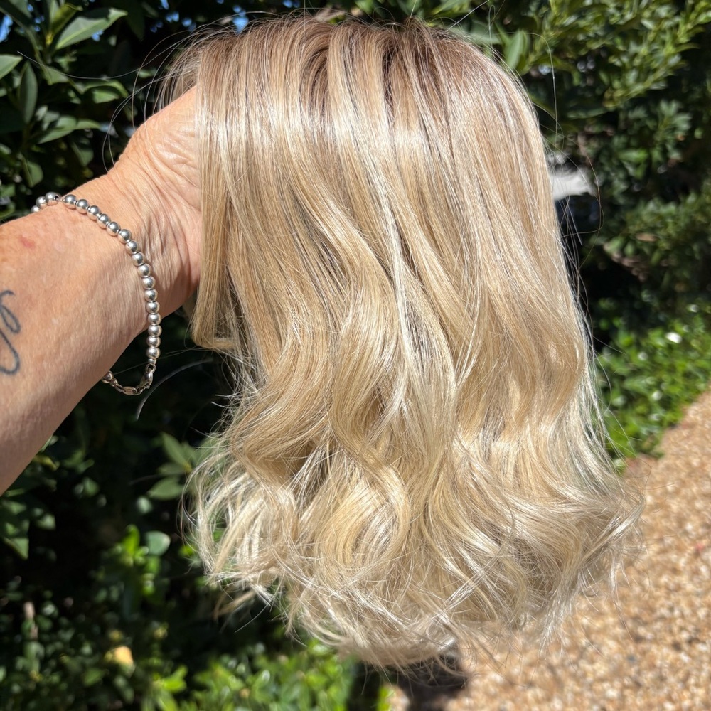 BLONDE Beach Wave Shoulder Length Heat Friendly Lace Front and Left Part Wig!
